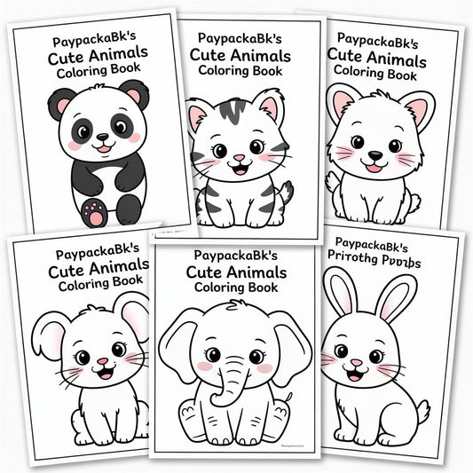 PayPackaBks Premium Printable Coloring Cute Animals Printable Coloring Book - Premium Printable Coloring (PDF Digital Download)