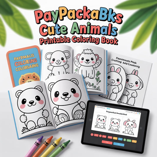 PayPackaBks Premium Printable Coloring Cute Animals Printable Coloring Book - Premium Printable Coloring (PDF Digital Download)